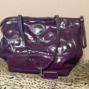 Coach  signature patent leather tote